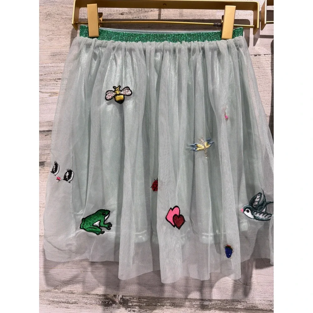 H&M Hanna Andersson Skirt Shorts Girls 6 Appliqué Sparkle Patches Stars EUC